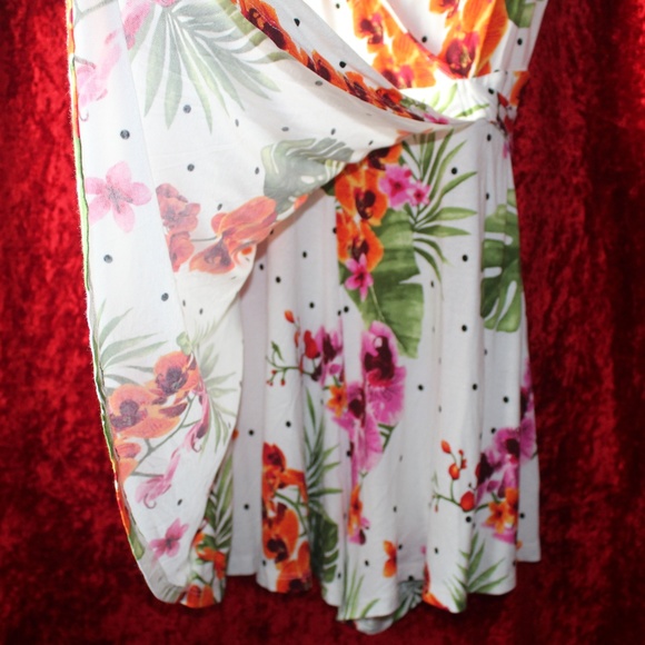 White Polka Dot Floral Romper/Dress/SwimSuit Cover - Picture 5 of 7